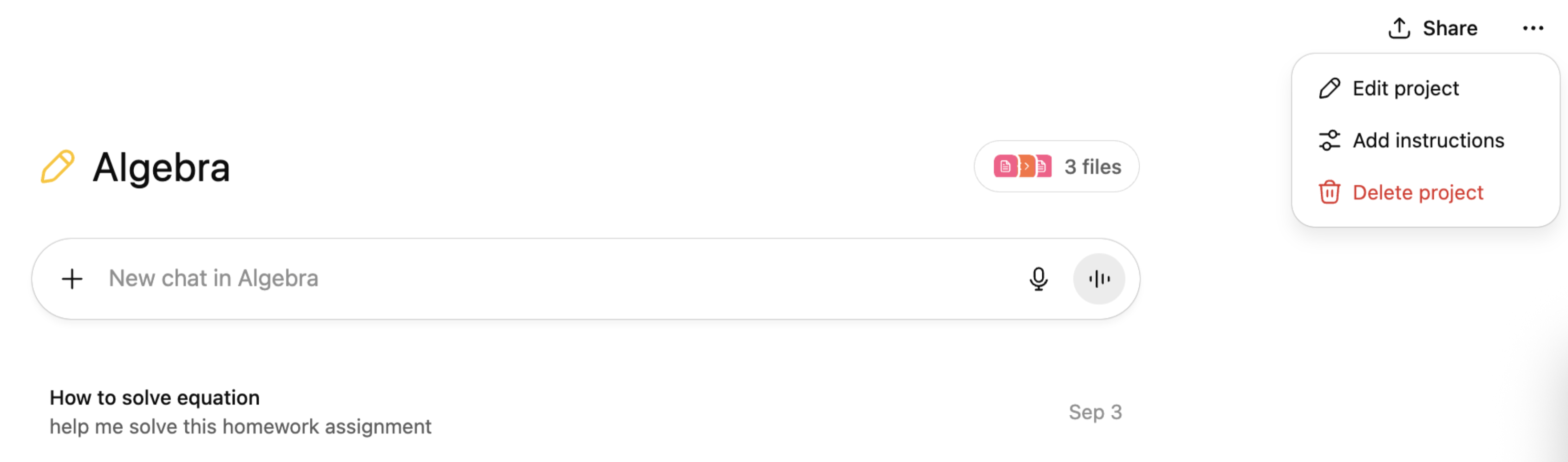 ChatGPT and Claude allow users to organize their work in projects with project-specific instructions.