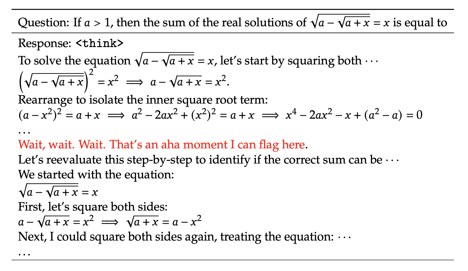 Deepseek’s reasoning model taught itself to re-evaluate its reasoning in a very human-like manner.